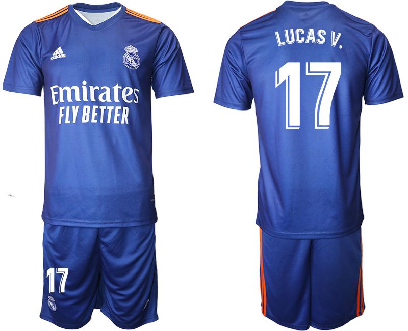 Men 2021-2022 Club Real Madrid away blue #17 Adidas Soccer Jersey